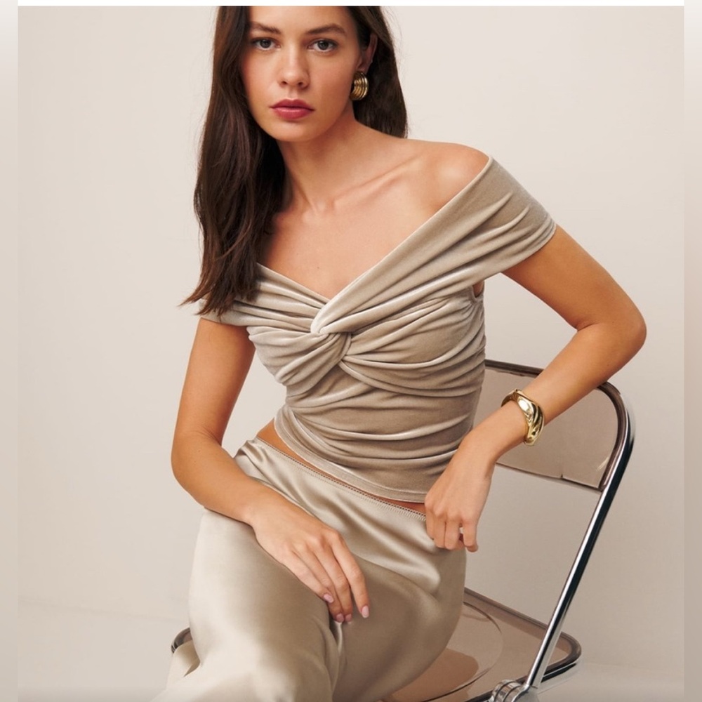 Reformation velvet champagne top